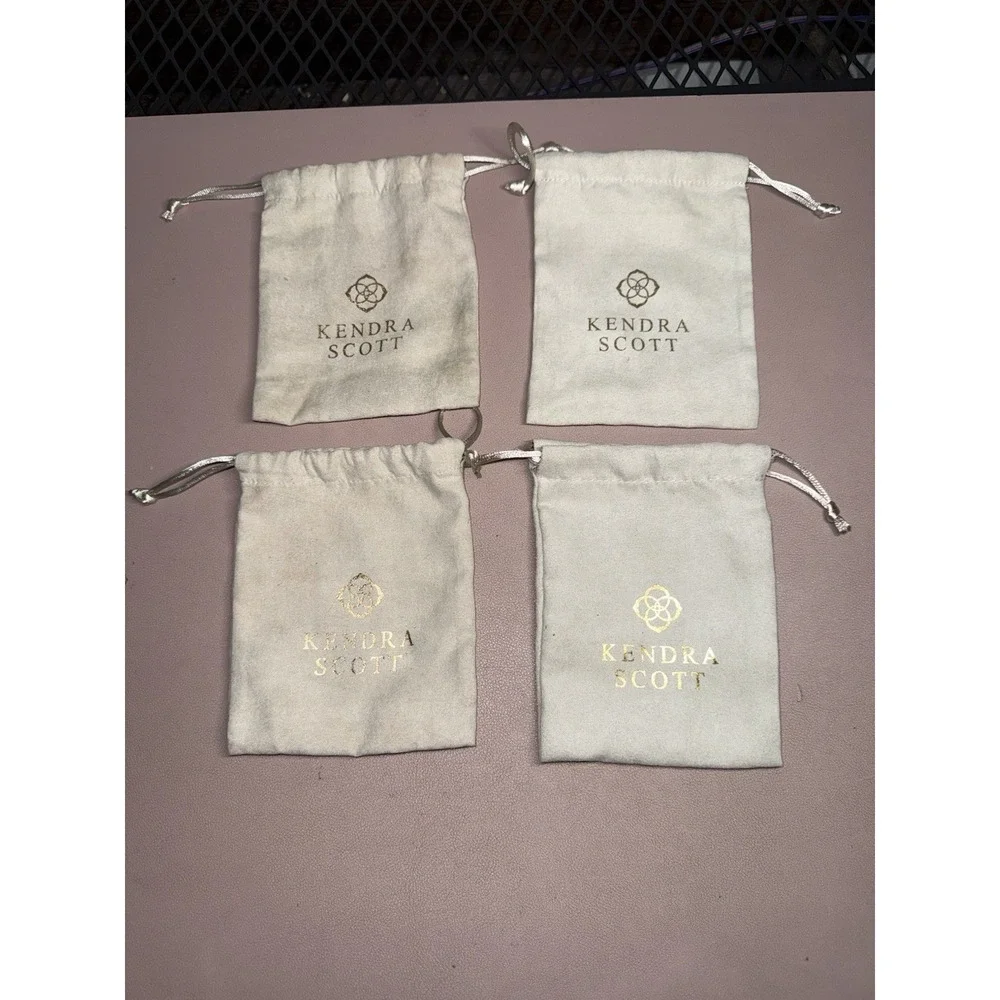 Kendra Scott Gray W/Gold Dust Bag‎ Jewelry Pouch Drawstring 4.0